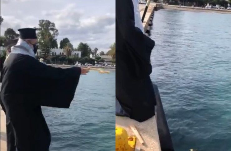 ΦΩΤΟ & ΒΙΝΤΕΟ Θεοφάνεια 2021: Ο Καθαγιασμός των υδάτων και η ρίψη του Τιμίου Σταυρού στην πολεμική σκάλα Κω