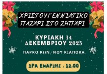 Χριστουγεννιάτικο παζάρι στο Ζηπάρι στο πάρκο Κωνσταντίνου Κιαπόκα, Κυριακή στις 12:00