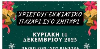 Χριστουγεννιάτικο παζάρι στο Ζηπάρι στο πάρκο Κωνσταντίνου Κιαπόκα, Κυριακή στις 12:00